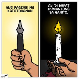 Kaligtasan ng journalists at human rights advocates: isulong. | Cartoon